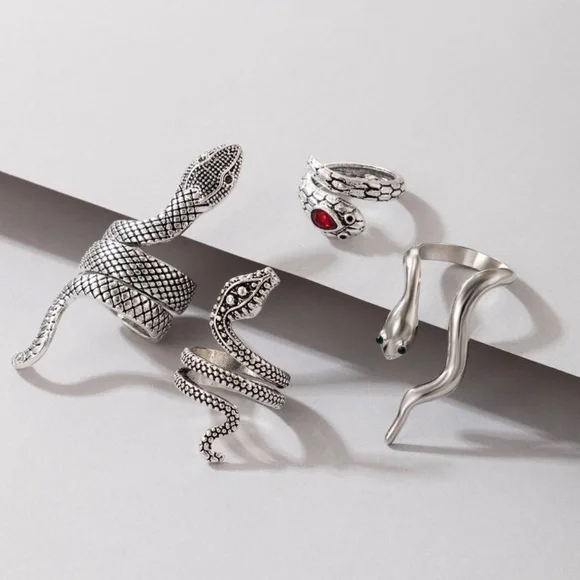 4pc Snake Design Rings - Picture 1 of 4